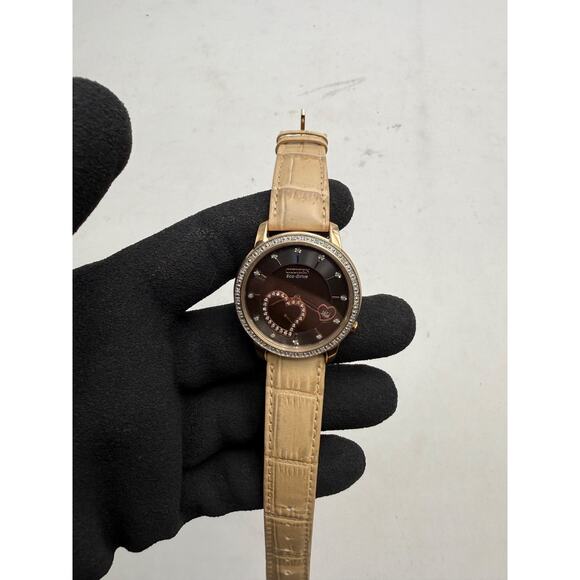 Citizen Eco-Drive Women’s Rose Gold Watch Crystal Heart Dial Leather Strap main image 6